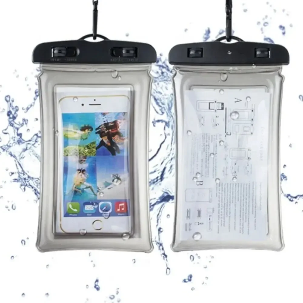 Mobile Phone Dry Bag Touch Screen Pouch, Transparent Floating Waterproof ~Black